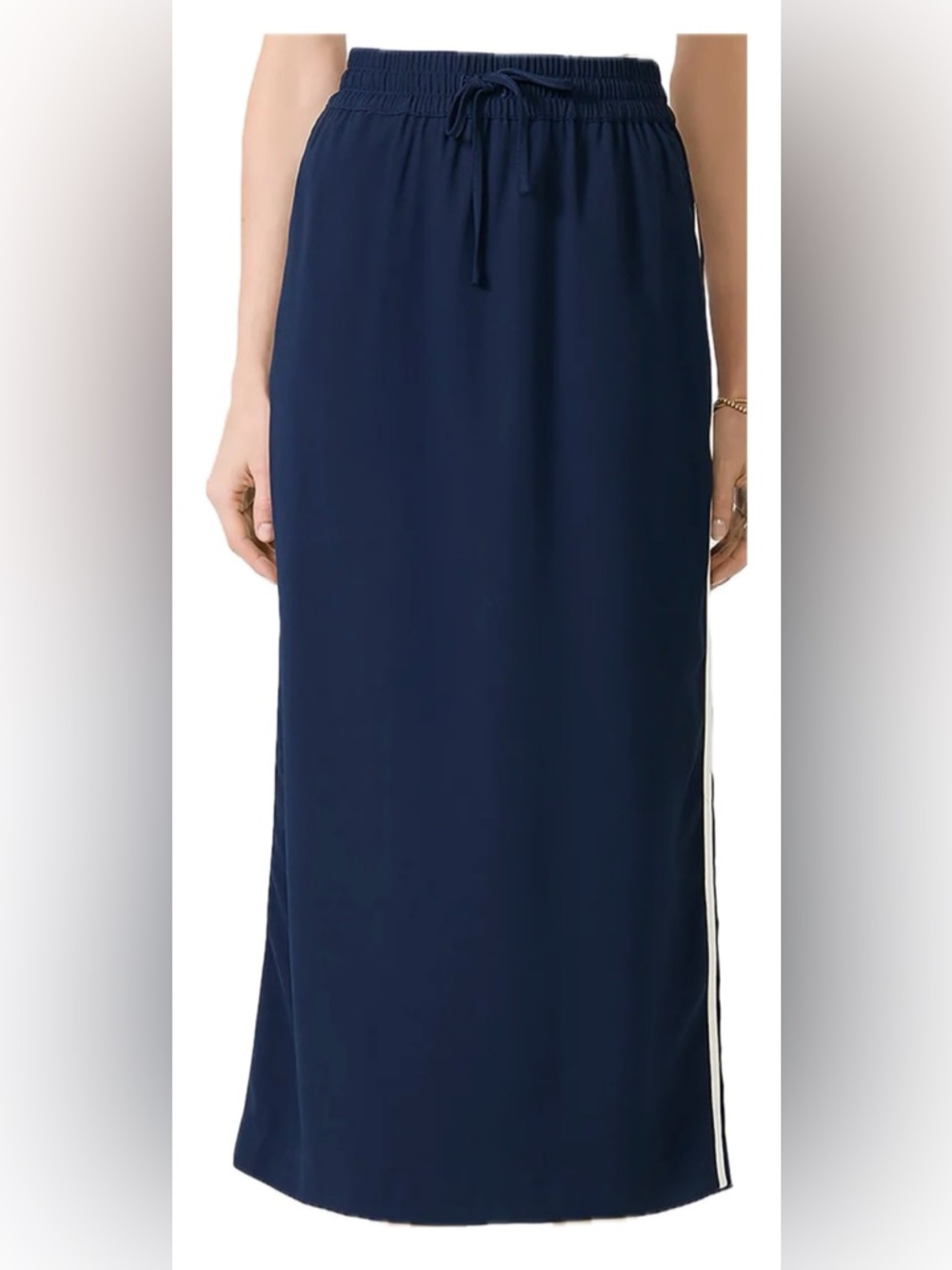 NWT Evereve Z Supply Saunder Midi Track Skirt Blue Eclipse Size Medium